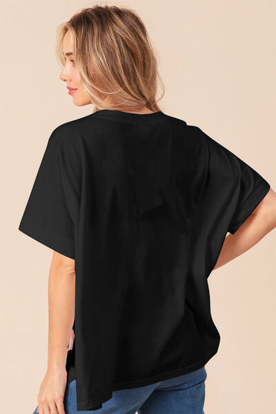 BiBi Sequin Bow Patch Short Sleeve T-Shirt - Drazelle Store