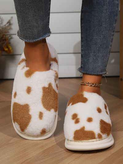 Animal Print Faux Fur Slippers - Drazelle Store