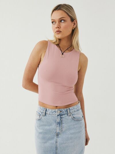 Round Neck Cropped Tank - Drazelle Store