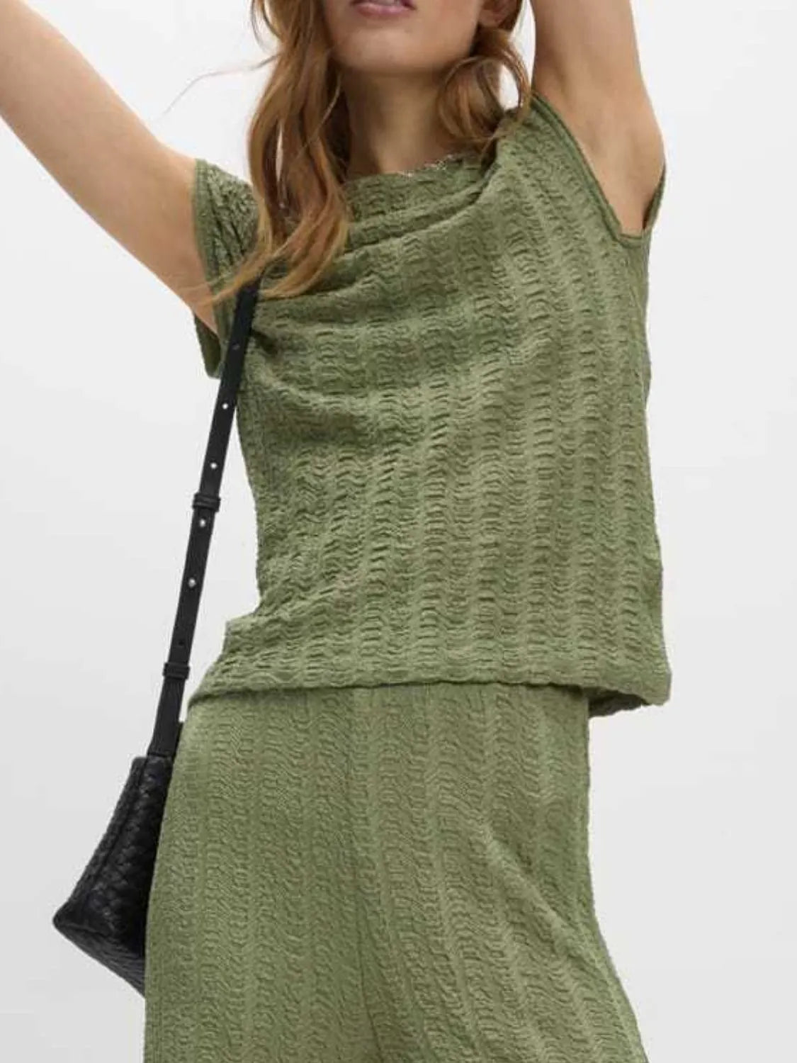 Round Neck Cap Sleeve Top and Pants Set - Drazelle Store