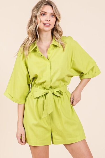 Mittoshop Tie Waist Half Sleeve Romper - Drazelle Store