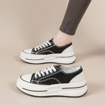 Tied Round Toe Platform Sneakers - Drazelle Store