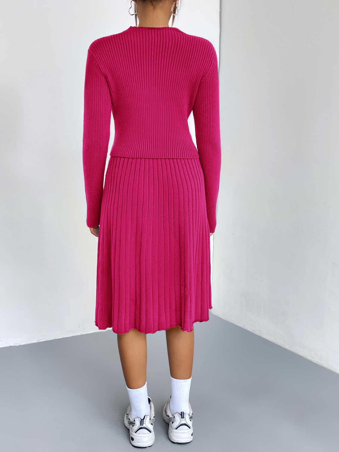 Rib-Knit Sweater and Skirt Set - Drazelle Store