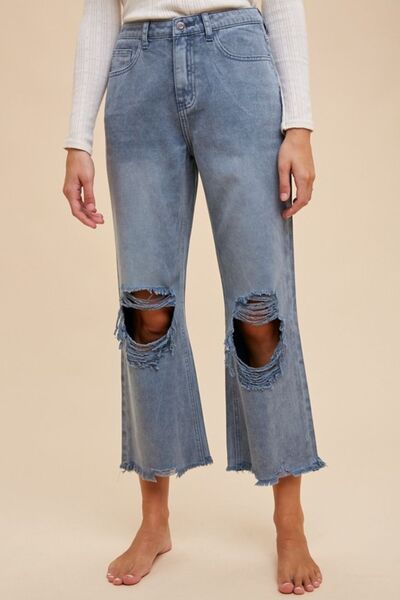 Annie Wear Distressed Raw Hem Jeans - Drazelle Store