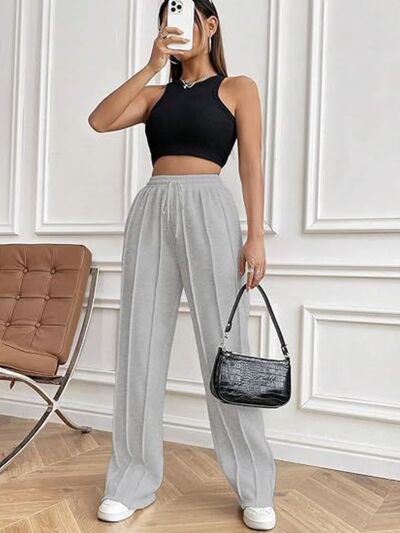 Drawstring Wide Leg Pants with Pockets - Drazelle Store