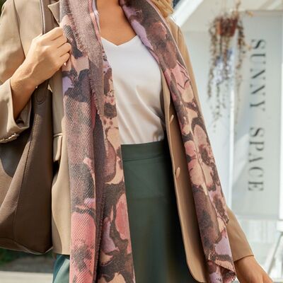 Printed Raw Hem Polyester Scarf - Drazelle Store