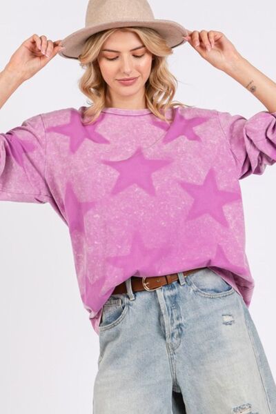 SAGE + FIG Mineral Wash Star Pattern T-Shirt - Drazelle Store