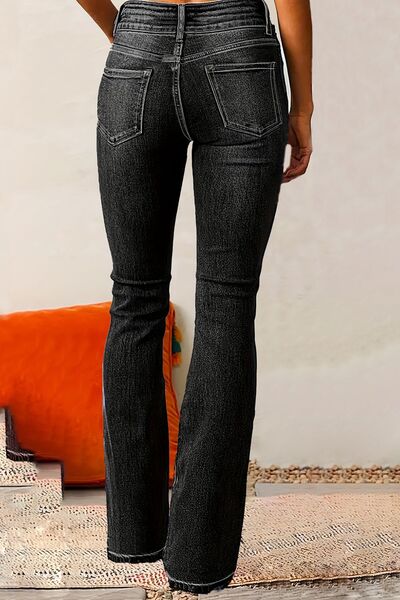 Cat Whisker Washed Bootcut Jeans - Drazelle Store