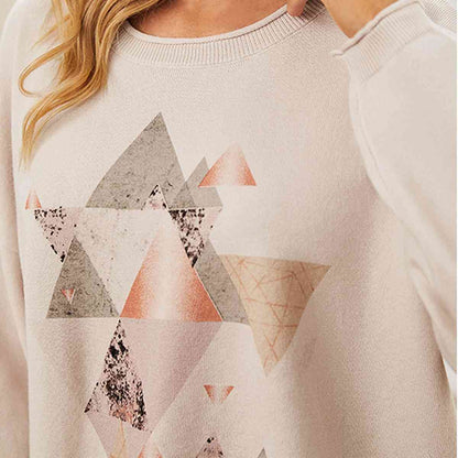 Geometric Graphic Dropped Shoulder Top - Drazelle Store