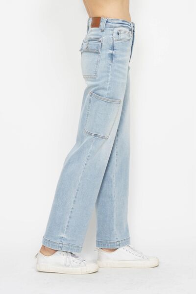 Judy Blue Full Size High Waist Straight Cargo Jeans - Drazelle Store