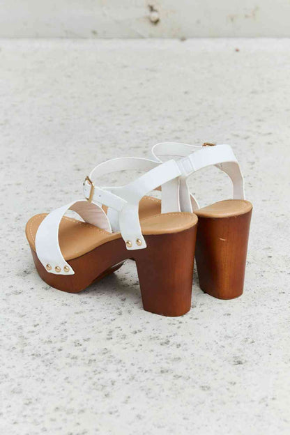 DDK Time After Time Wooden Platform Strap Heels - Drazelle Store