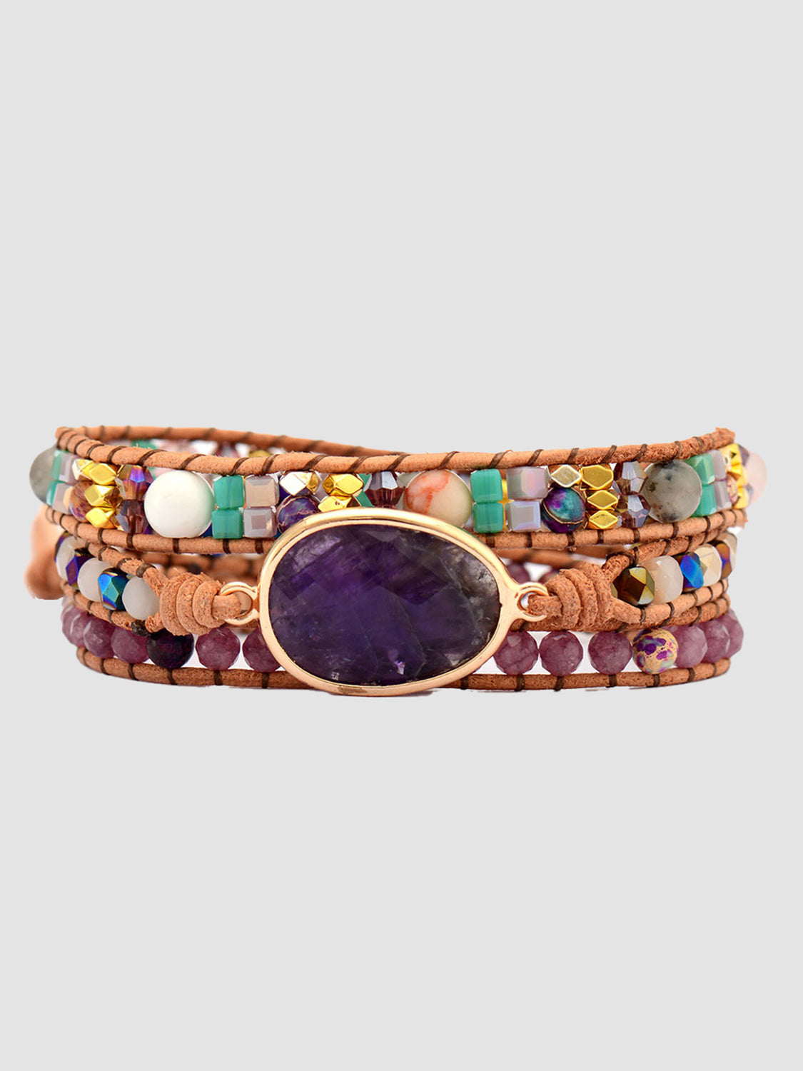 Triple-Layer Amethyst Bracelet - Drazelle Store