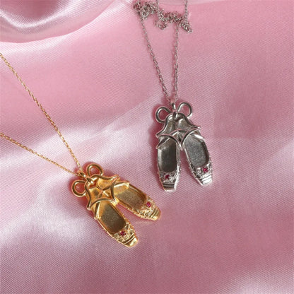 Copper Ballet Shoe Pendant Necklace - Drazelle Store
