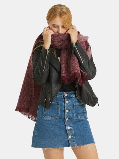 Raw Hem Heathered Polyester Scarf - Drazelle Store