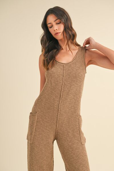 MABLE Sleeveless Knit Crop Jumpsuit with Pockets - Drazelle Store