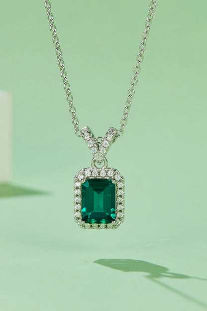 Adored 1.25 Carat Lab-Grown Emerald Pendant Necklace - Drazelle Store