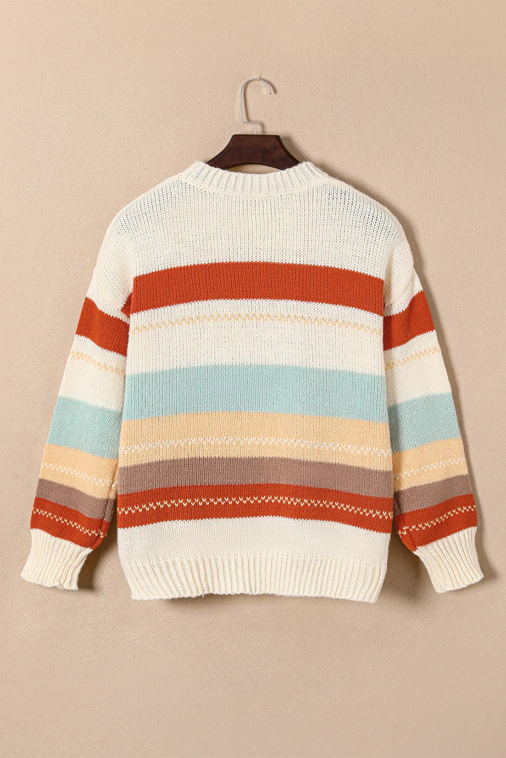 Striped Dropped Shoulder Crewneck Sweater - Drazelle Store