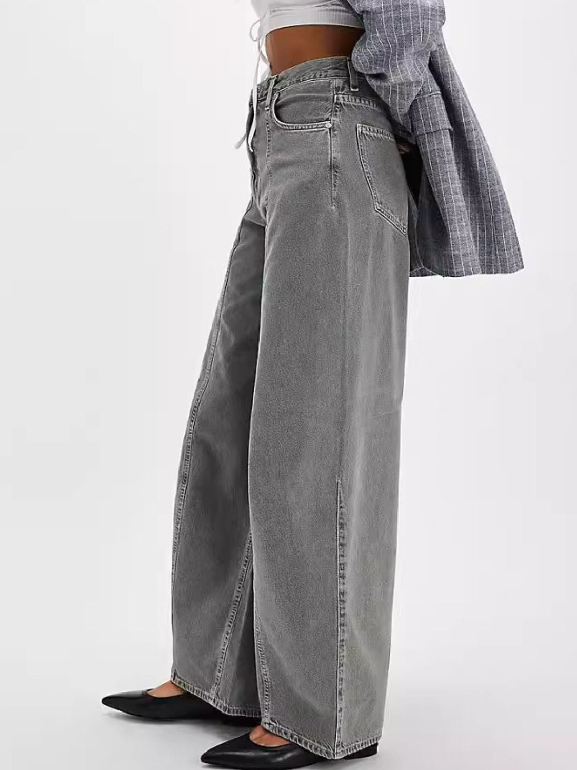 Wide Leg Jeans with Pockets - Drazelle Store