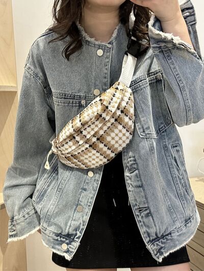 Plaid Wide Strap Crossbody Bag - Drazelle Store