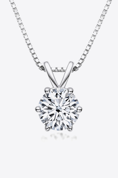 925 Sterling Silver 1 Carat Moissanite Pendant Necklace - Drazelle Store