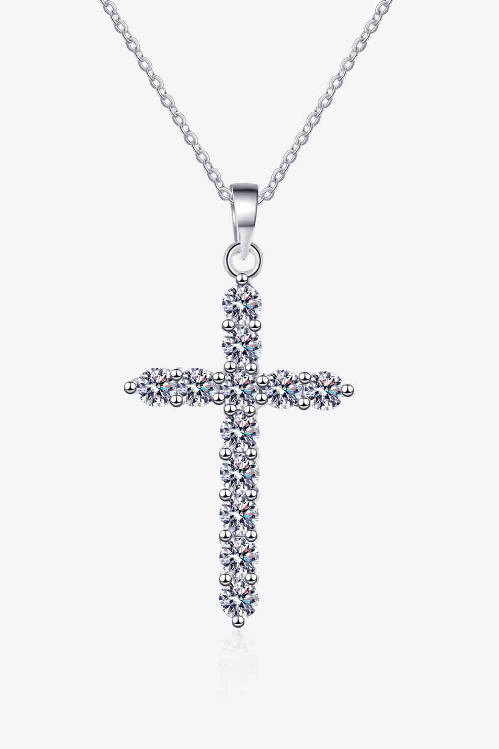 Adored 925 Sterling Silver Cross Moissanite Necklace - Drazelle  Store