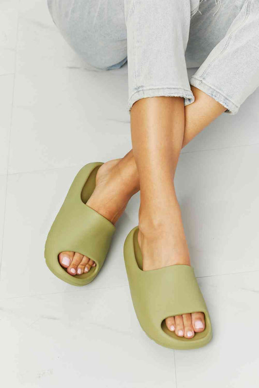 NOOK JOI In My Comfort Zone Slides in Green - Drazelle Store