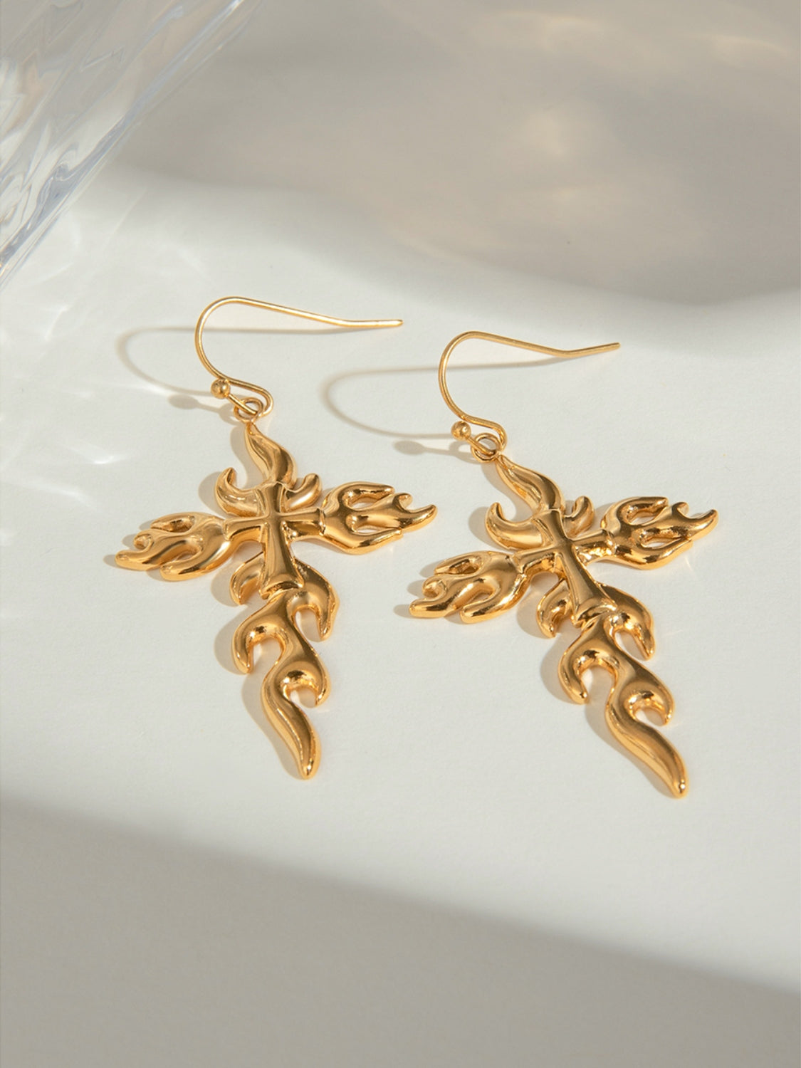 Gold-Plated Stainless Steel Cross Earrings-Drazelle Store