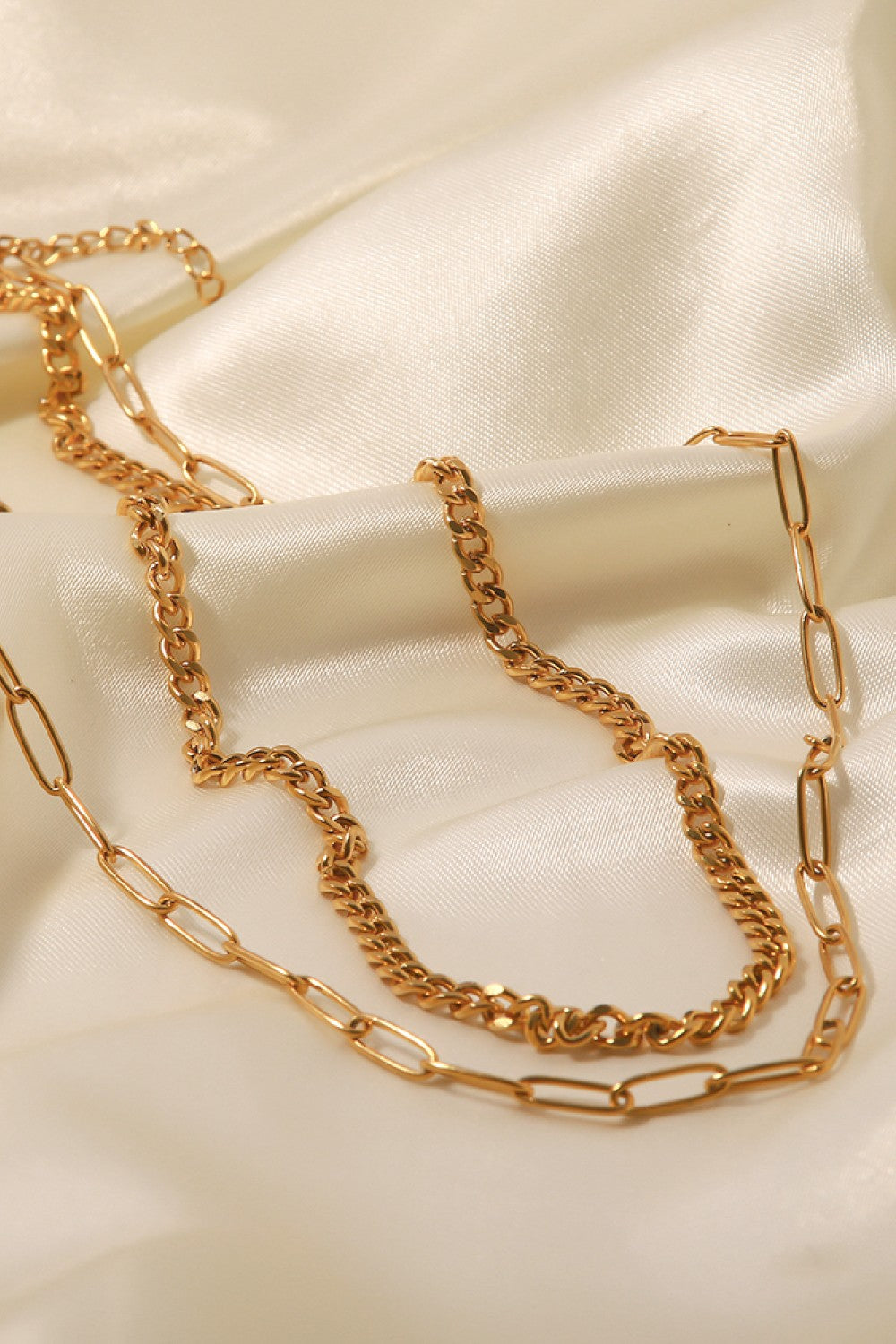 18K Gold Plated Layered Chain Necklace - Drazelle Store