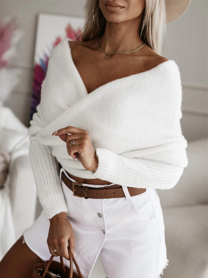 Long Sleeve Cropped Knit Top - Drazelle Store