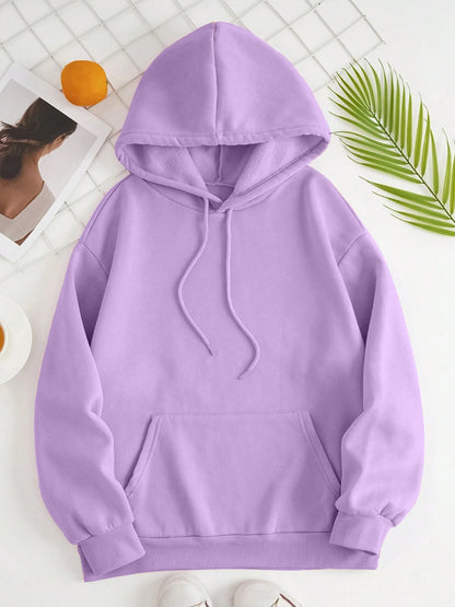 Drawstring Dropped Shoulder Hoodie - Drazelle Store