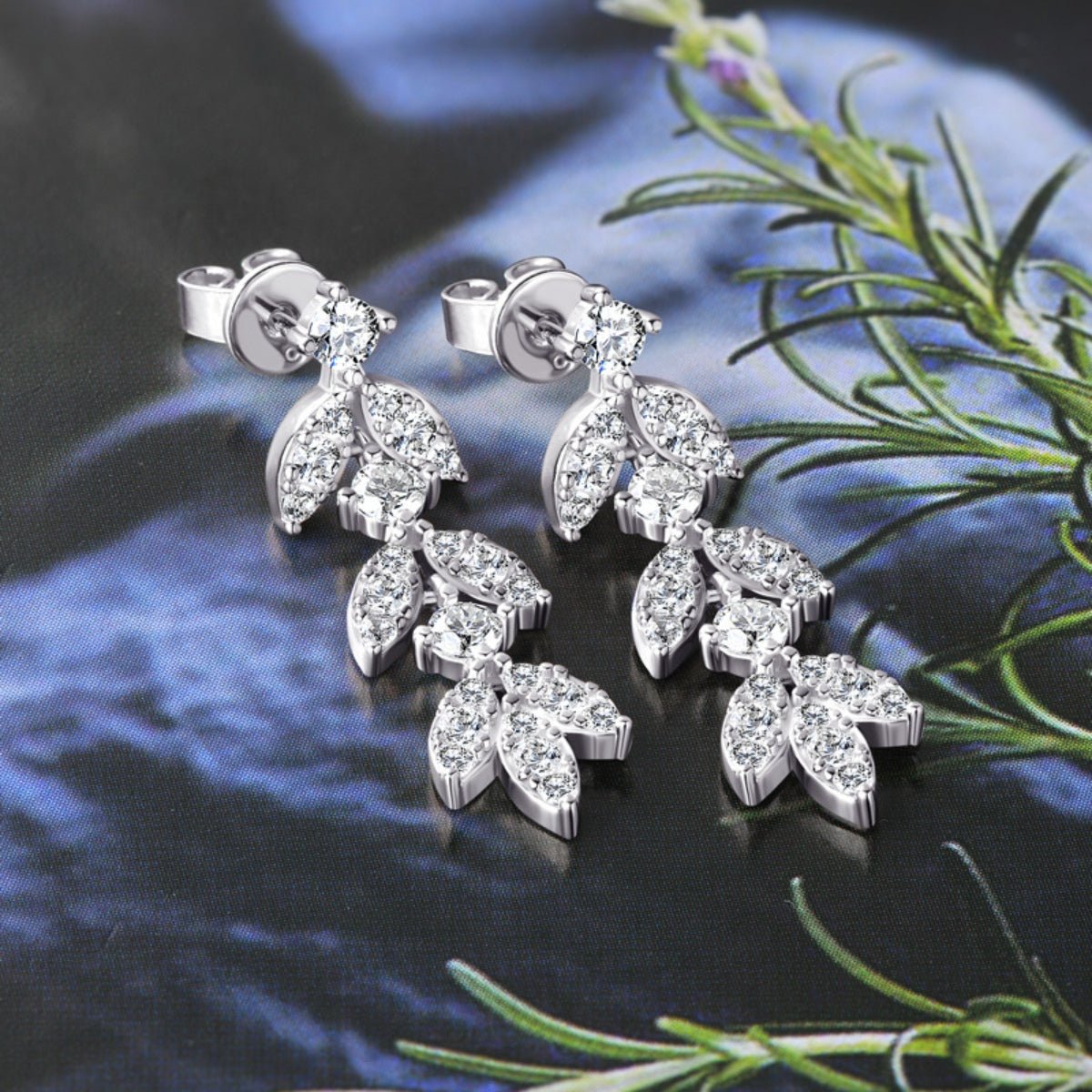 925 Sterling Silver Moissanite Leaf Earrings-Drazelle Store