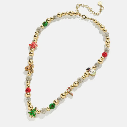 Rhinestone 14K Gold-Plated Beaded Necklace - Drazelle Store