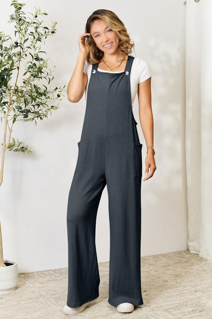 Double Take Full Size Wide Strap Overall with Pockets - Drazelle Store