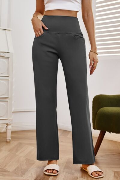 High Waist Wide Leg Pants with Pockets - Drazelle Store