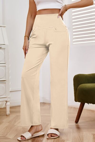 High Waist Wide Leg Pants with Pockets - Drazelle Store