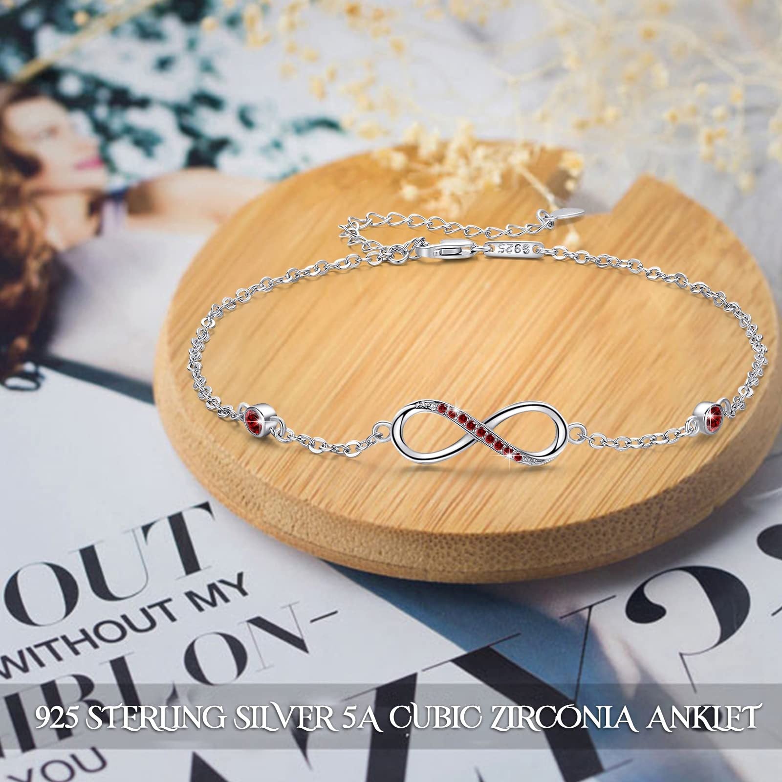 Sterling Silver Infinity Adjustable Chain Anklets - Drazelle Store