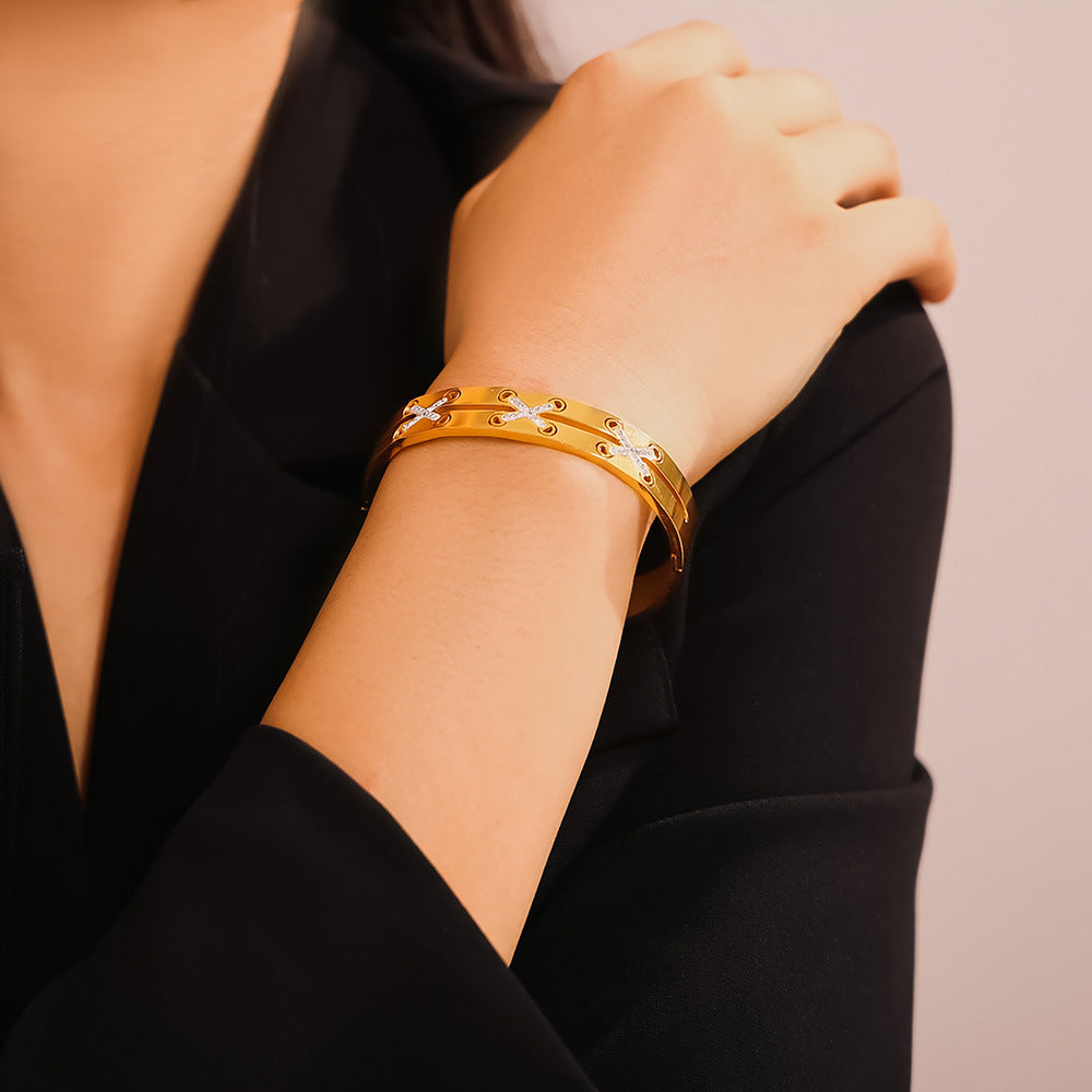 Gold-Plated Czech Diamond Bracelet - Drazelle Store