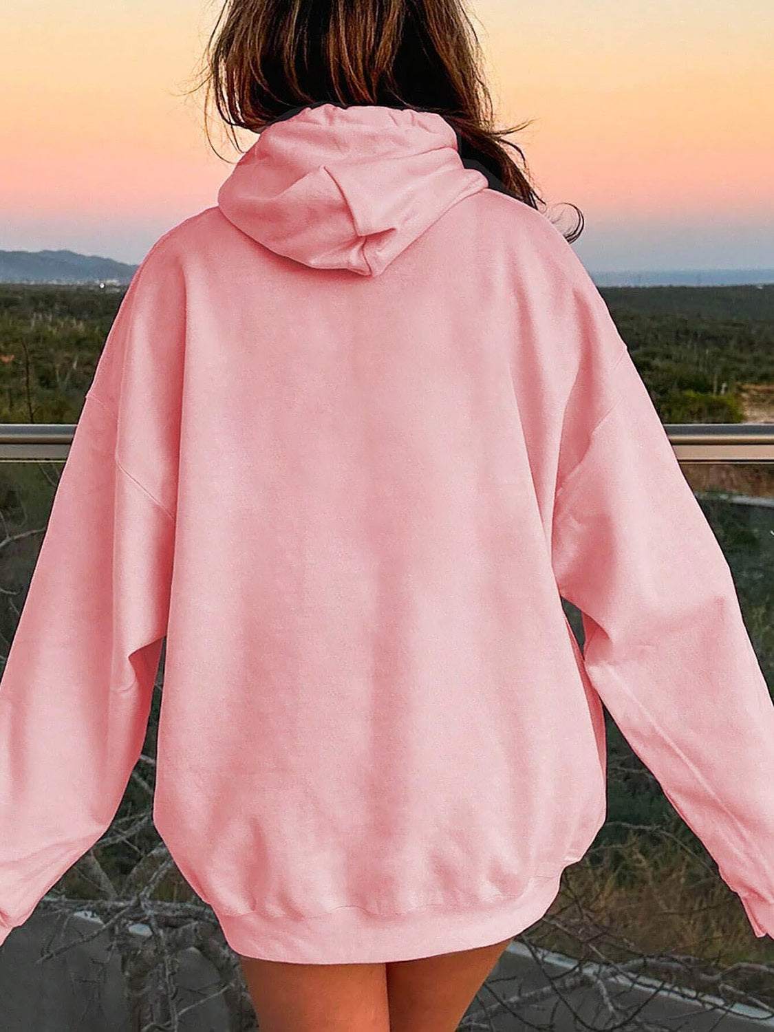 Drawstring Dropped Shoulder Hoodie - Drazelle Store